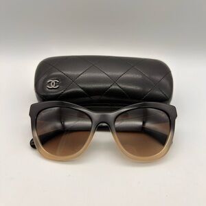CHANEL Acetate CC Cat Eye Summer Sunglasses 5350 Black Beige Ombré